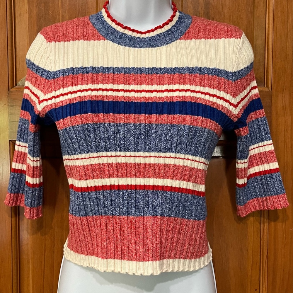 H&M Ribbed Stretch Sweater Top, Size Medium